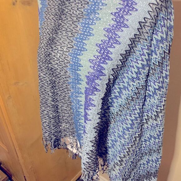 Auth NWOT Missoni Orange Label Zig Zag Chevron Stripe Cropped Poncho Wrap Shawl - Picture 9 of 13